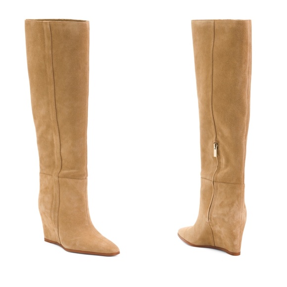 Vince Camuto Camel Suede Wedge Boots - Picture 1 of 3